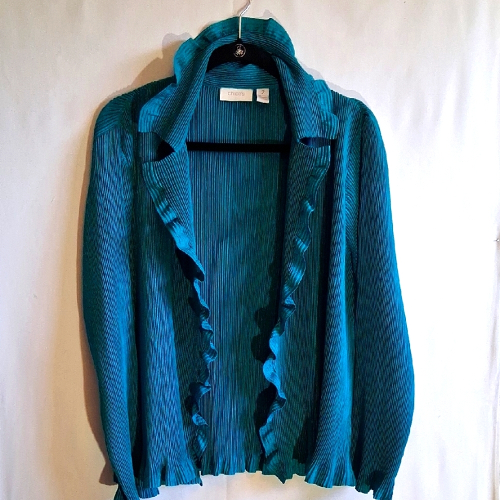 Chico's Turquiose Light Weight Poly Shirt - Jacket